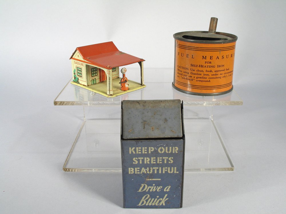 Distler Garage & Buick Benzol Oil Tin Advertising Lot (1 of 2)