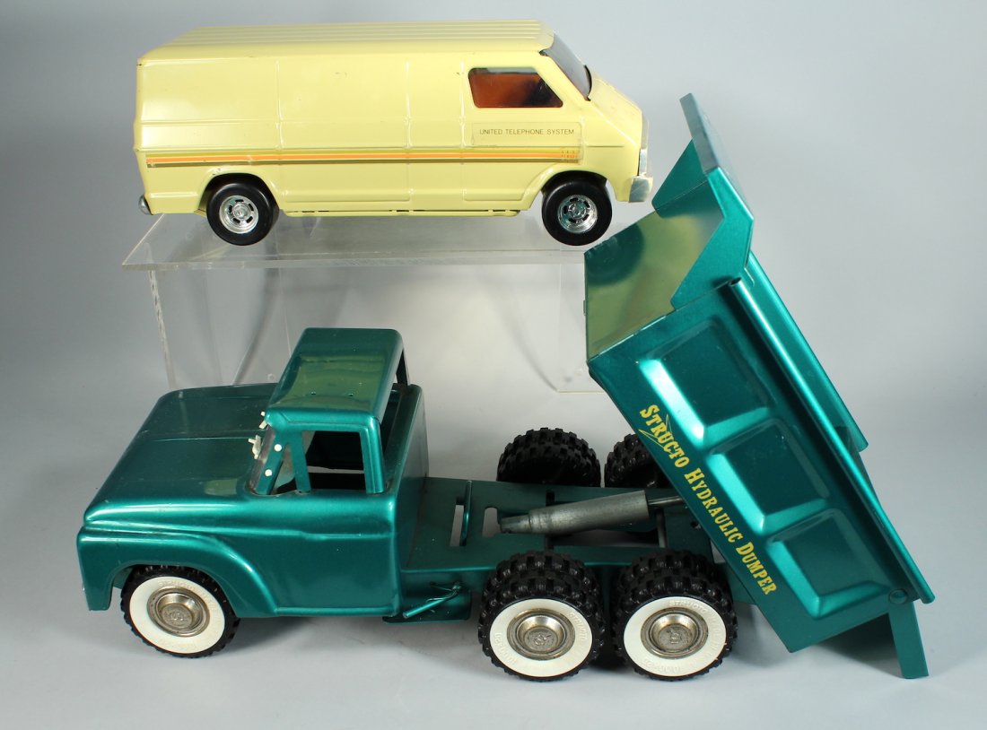 Structo Hydraulic Dump Truck & Pressed Steel Van (1 of 3)