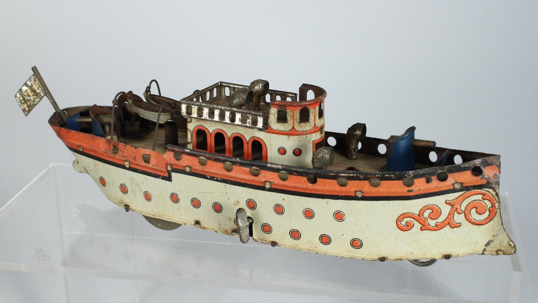 1900s Orobr German Tin Crusier Ship (1 of 3)