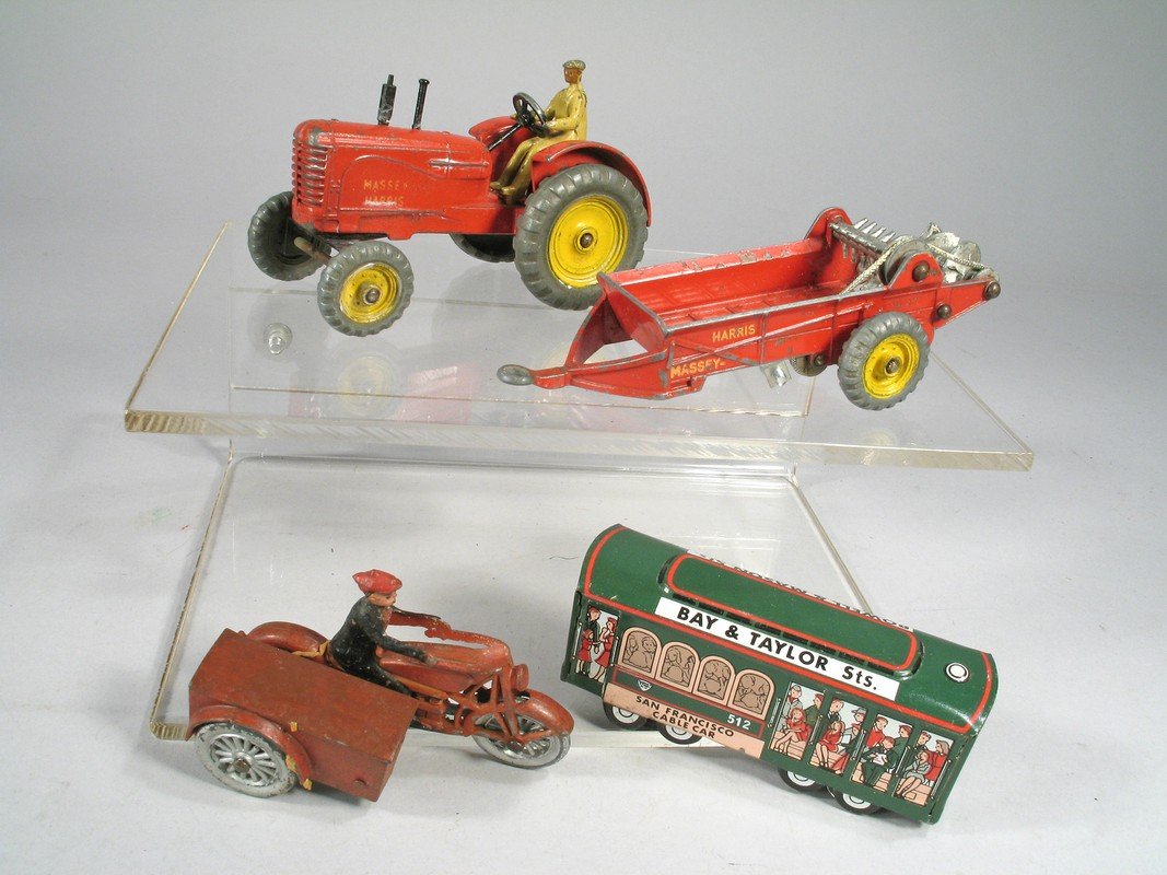 Dinky Massey Harris Tractor &Tootsie Toy Motorcycle Lot (1 of 2)