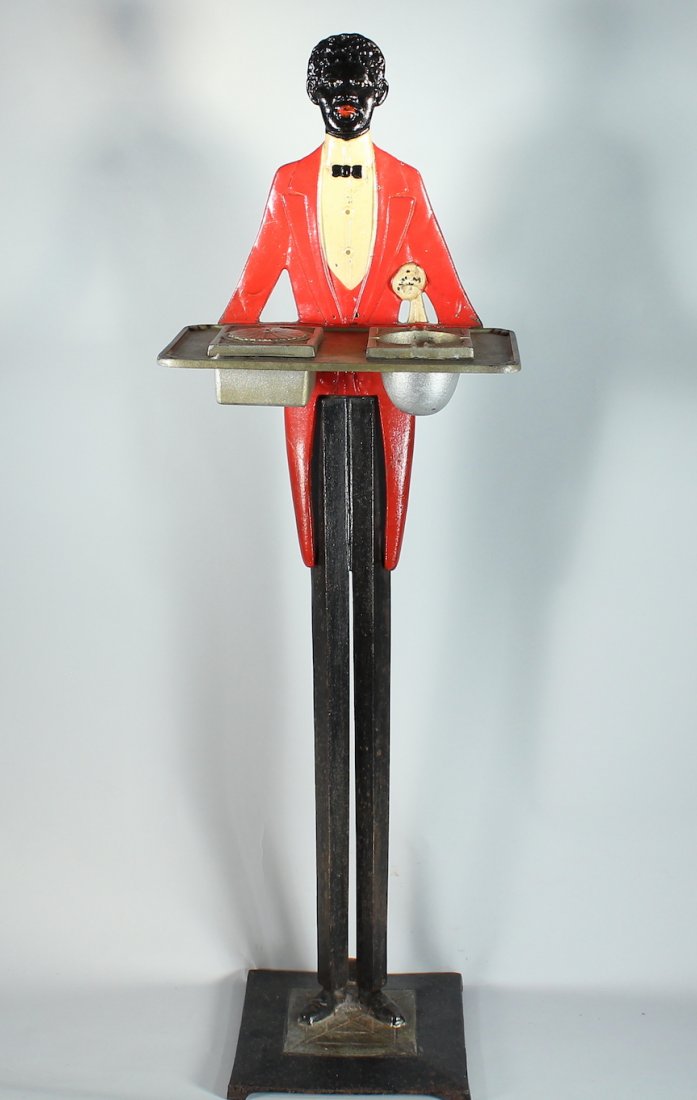 Art Deco Black Butler Cigarette Stand: Art Deco Black Butler Cigarette Stand. Original paint excellent condition. Stands 35 inches tall.