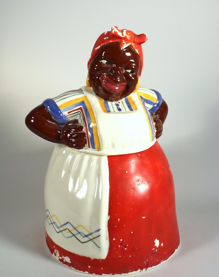 Brayton Laguna Pottery Mammy Cookie Jar Black Americana: Brayton Laguna Pottery ''Mammy'' cookie jar, 13'' tall. Hairline crack.