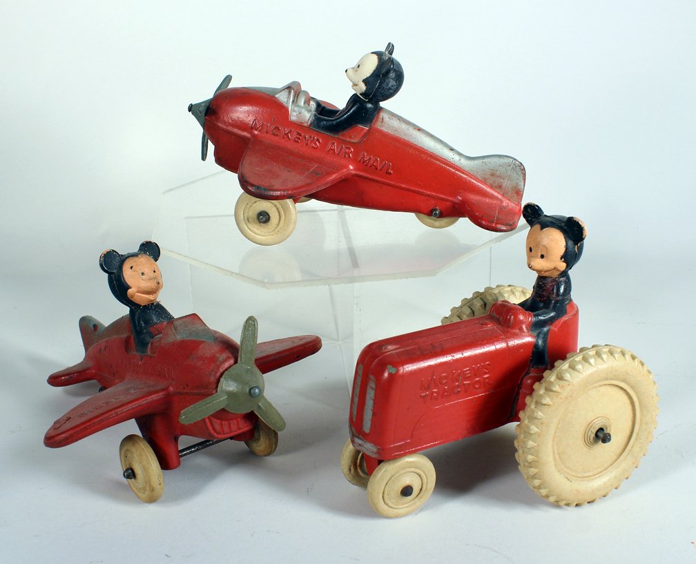 Mickey Mouse Sun Rubber Airplanes & Tractor (1 of 2)