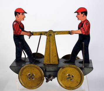 Girard Railroad 2 Man Hand Car Train Cart: Girard Railroad 2 Man Hand Car Train Cart. About 6 inches wide.