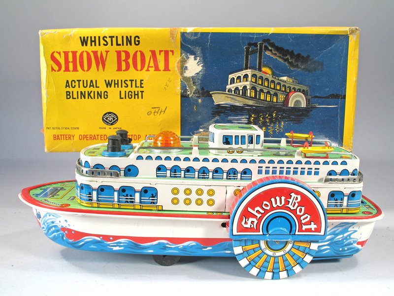 Japan Tin Modern Toys Whistling Showboat & Box Pristine (1 of 3)