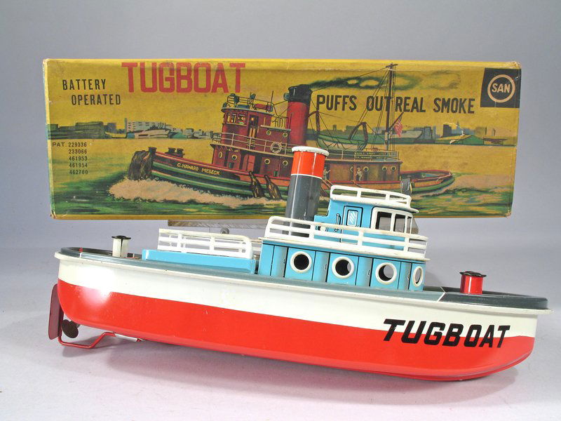 SAN Tin Litho Batt Op Tugboat In Box (1 of 3)