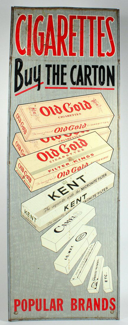 Cigarettes Buy the Carton Scarce Metal Sign (1 of 1)