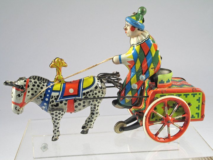 Balky Clown Tin Toy: Balky Clown, tin litho, 8 inches, wind up , works
