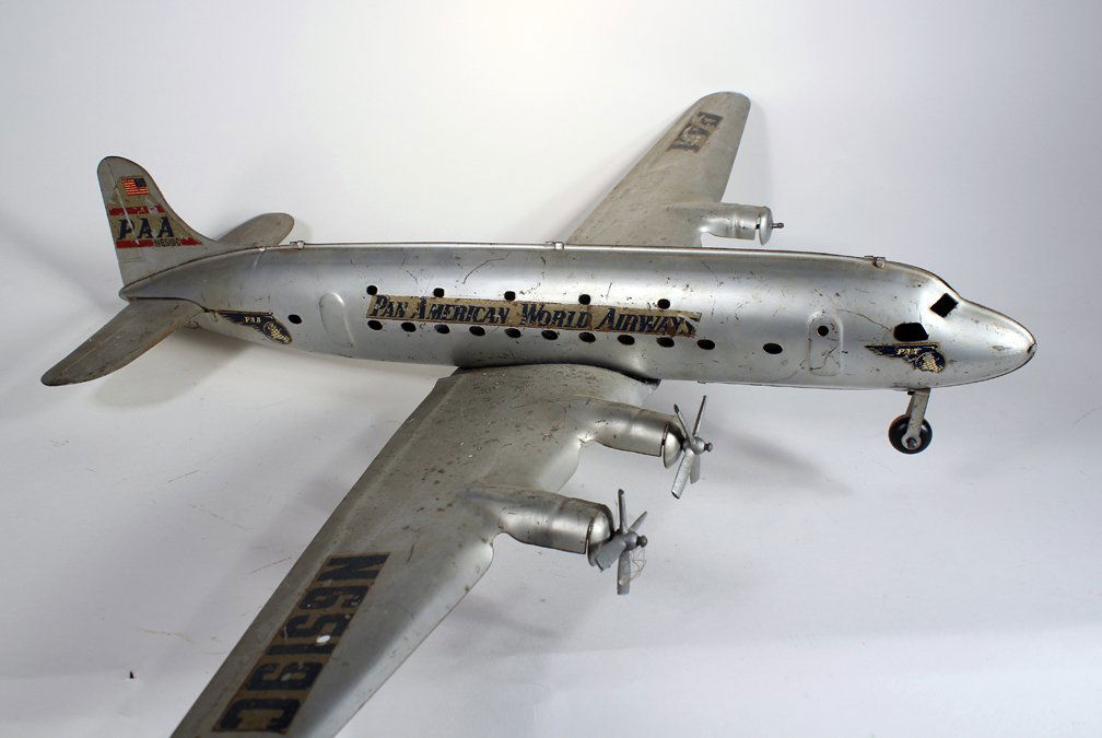 Marx Pressed Steel Large Pan Am DC-4 Airplane (1 of 3)