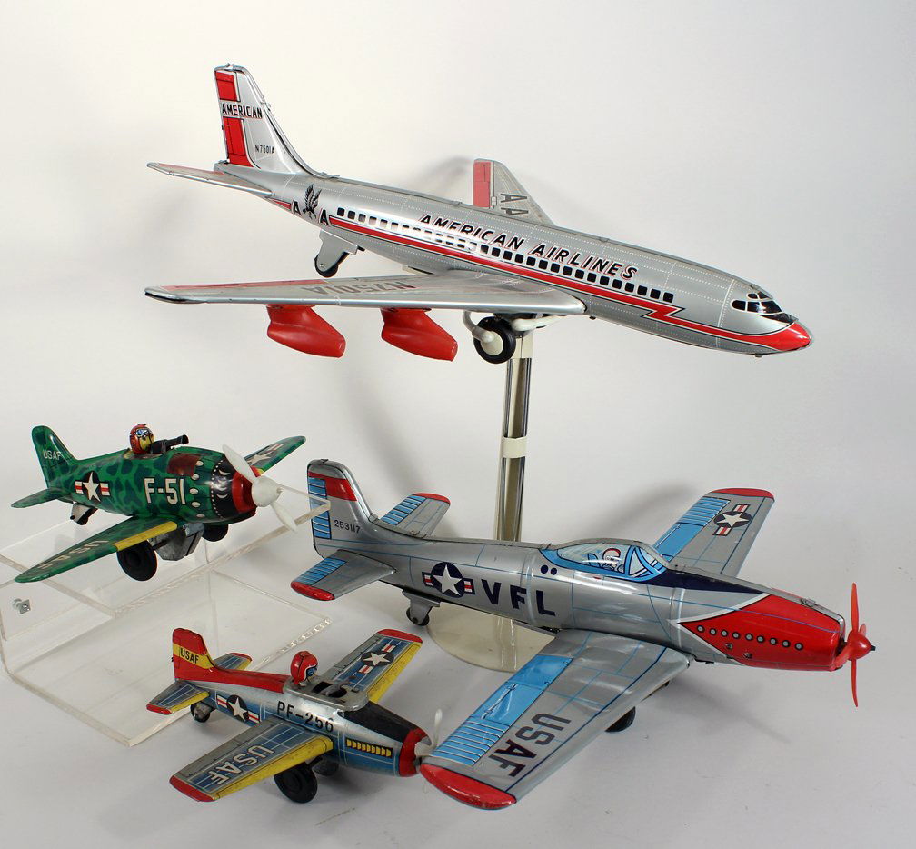4 Japan Tin Airplane Lot American Airlines & (1 of 3)