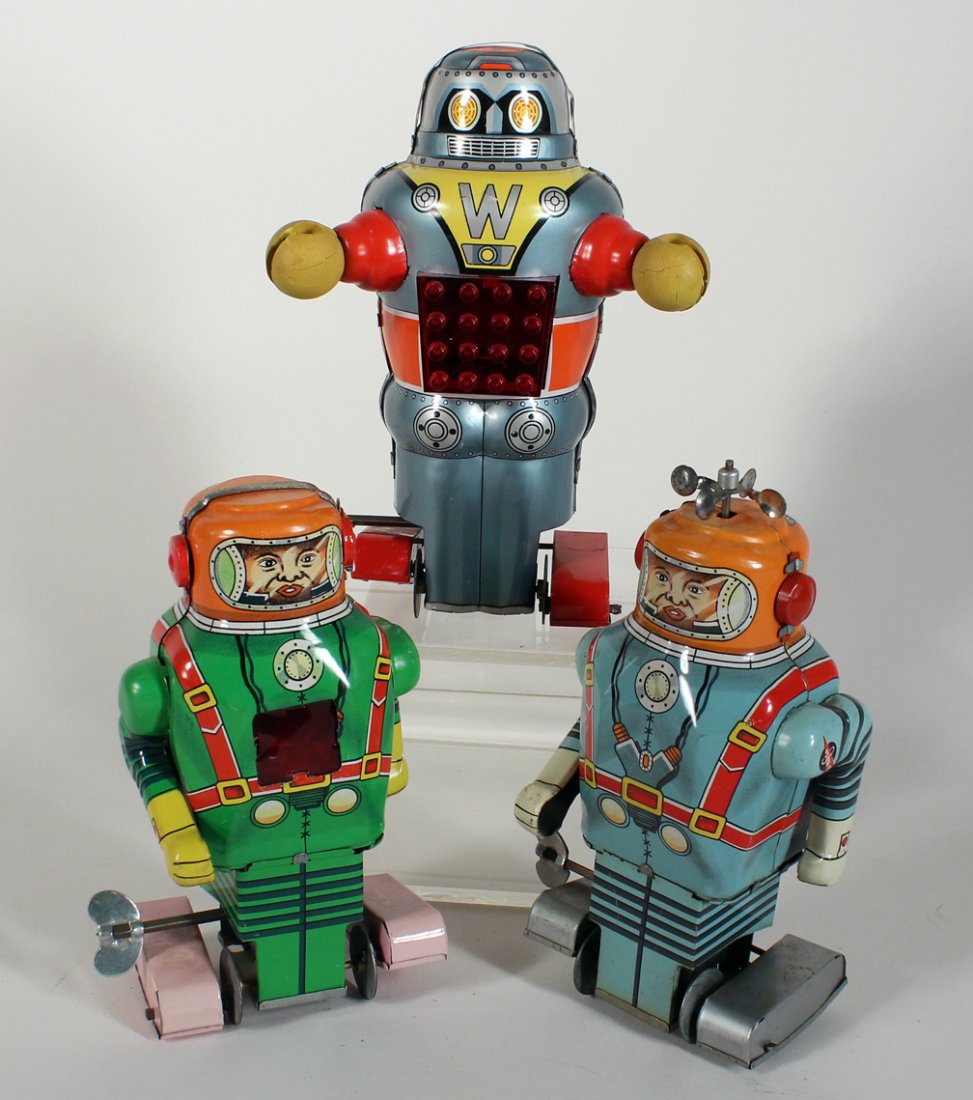 3 Japan Tin Robots Astronaut & "W" Robot (1 of 3)