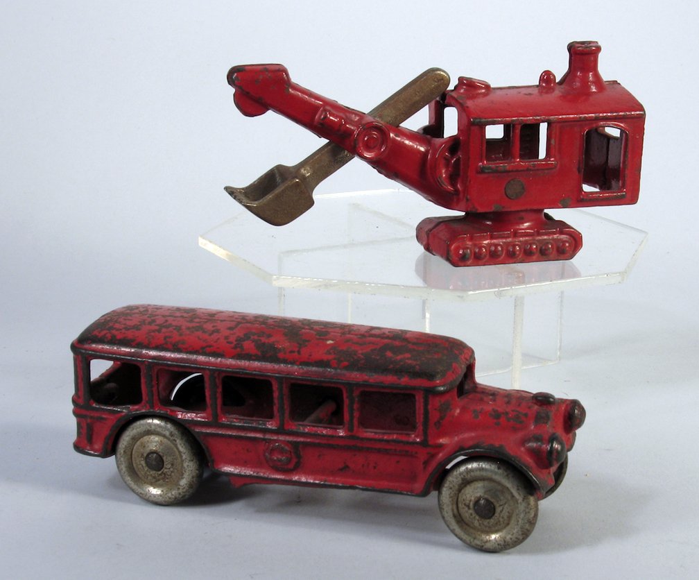 Hubley Cast Iron Steam Shovel and Bus (1 of 2)