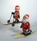 Japan Tin Bandai Santa on Skis and Boy on Skis