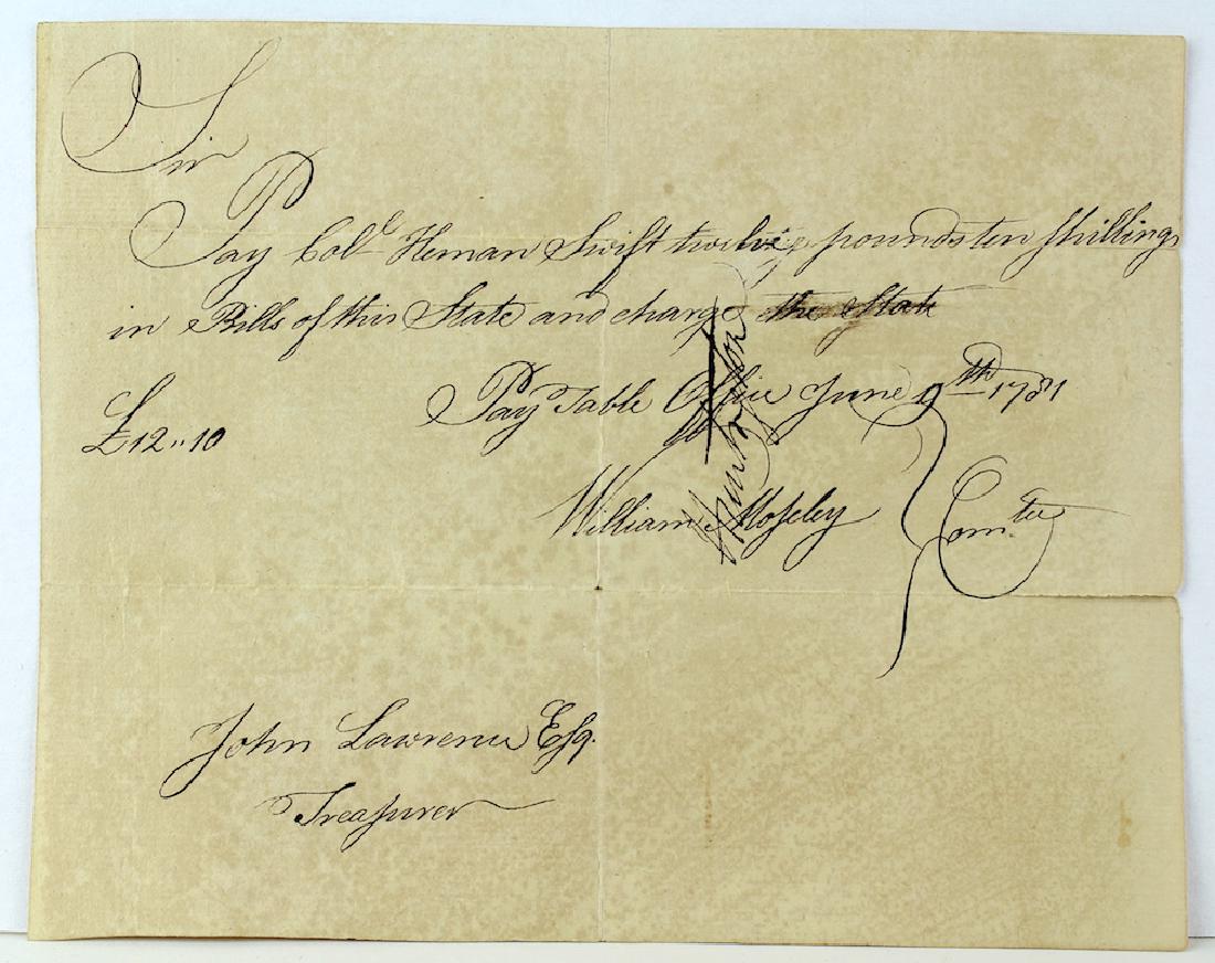1781 Revolutionary War Payment Voucher Connecticut (1 of 3)
