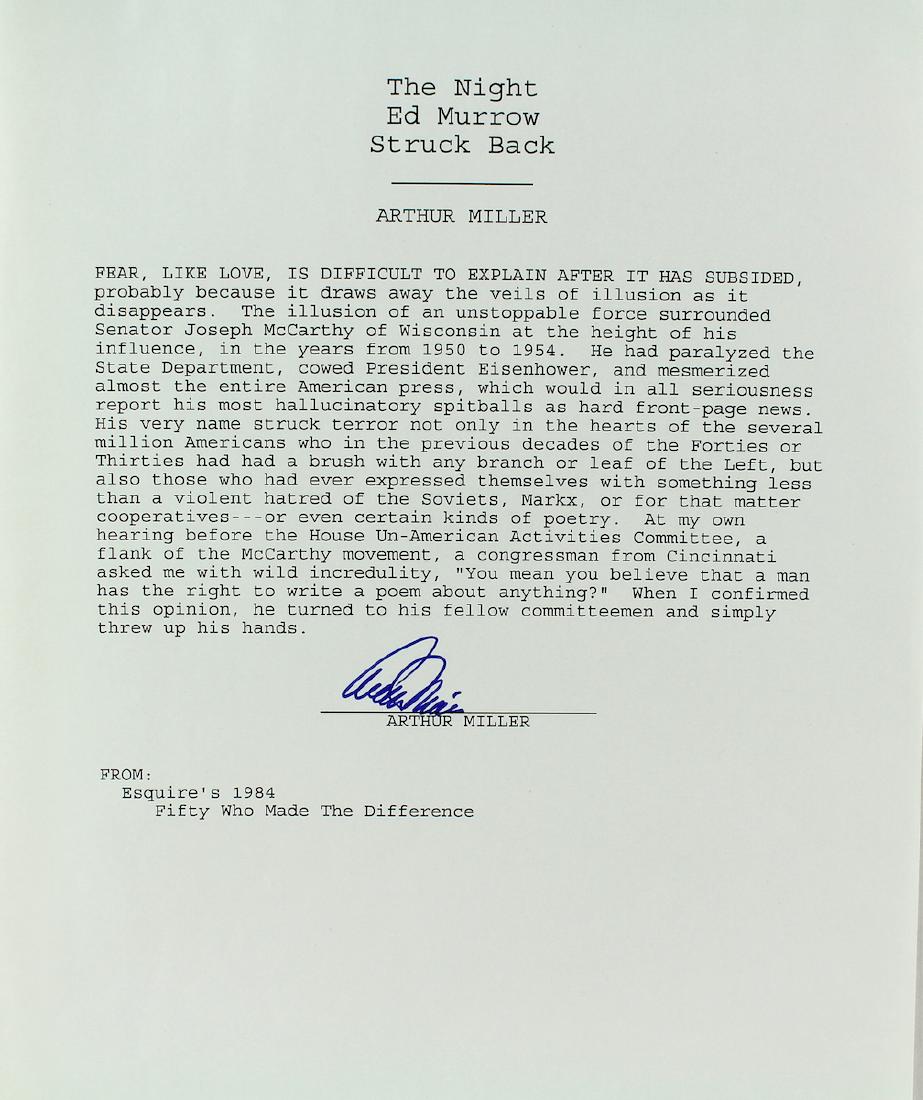 Arthur Miller Signed Esquire Excerpt (1 of 2)