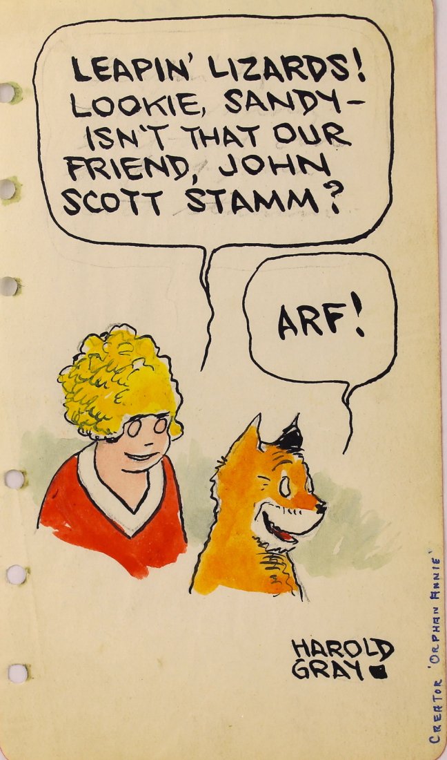 Harold Gray Signed Cartoon Orphan Annie & Sandy (1 of 2)