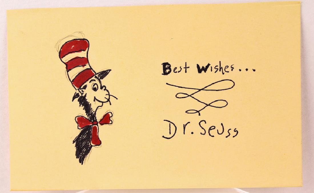 Dr. Seuss Signed Card with the Cat in the Hat. (1 of 1)