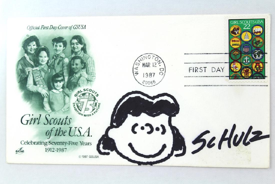 Charles Schulz Drawing of Lucy and Signature (1 of 1)
