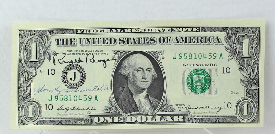 Ronald Reagan 40th President Signed Dollar Bill (1 of 2)