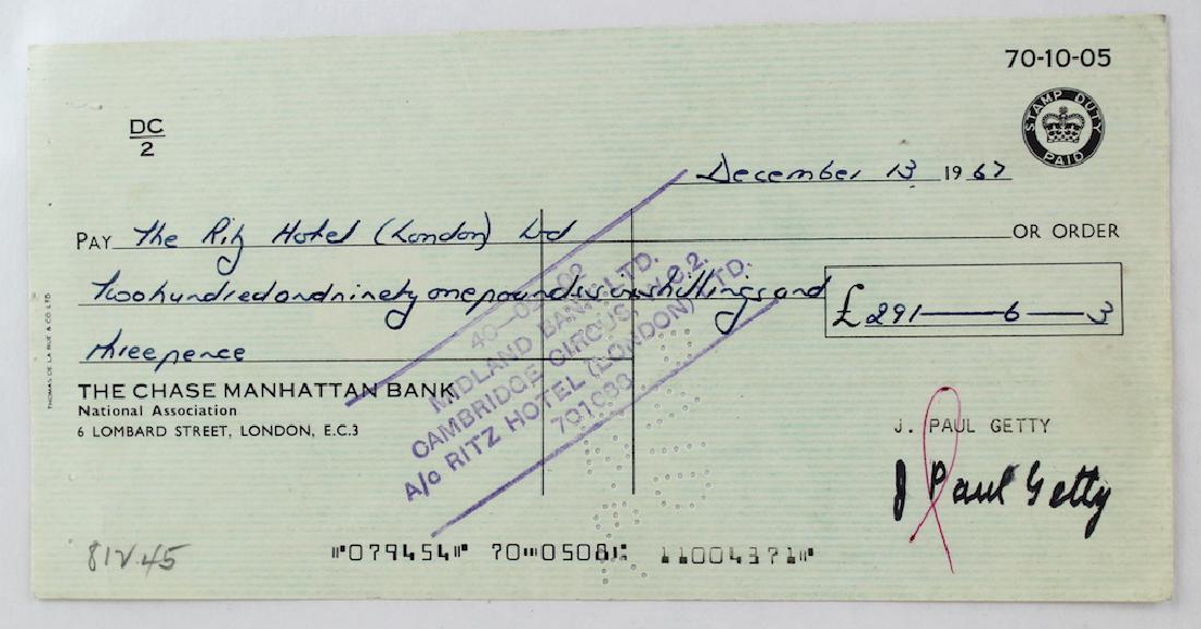 J. Paul Getty Signature on Check: J. Paul Getty Signature on Check. Jean Paul Getty (December 15, 1892 - June 6, 1976) American industrialist.