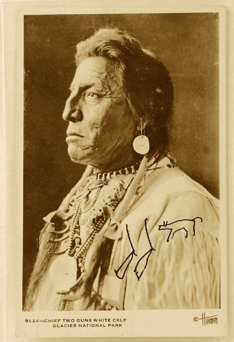 Chief Two Guns Signed Post Card Indian Symbols (1 of 3)