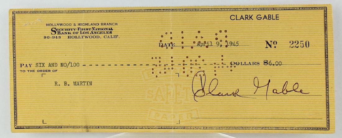 Clark Gable Signed Check (1 of 1)