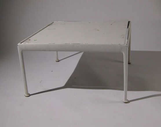 RICHARD SCHULTZ, AMERICAN (B. 1926): 1966 Collection, three white enamel top occasional tables. 15 1/2 x 28 x 28 inches
