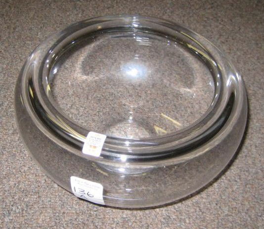 HOLMEGAARD, DANISH: Blown clear glass bowl, bears sticker. 4 x 8 inches