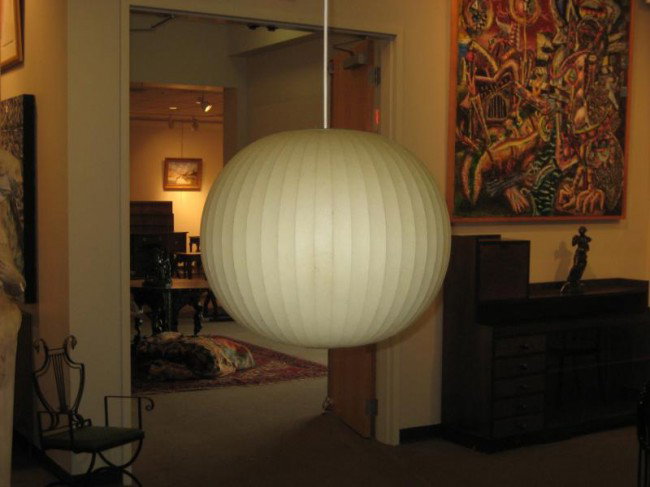 GEORGE NELSON FOR HERMAN MILLER: Hanging ball lamp, bears Herman Miller sticker.