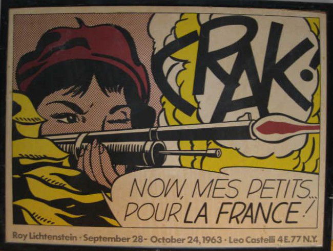 ROY LICHTENSTEIN, AMERICAN (1923-1997): CRACK, LEO CASTELLI EXHIBITION POSTER, offset lithograph laid down, framed. 21 x 28 1/4 inches