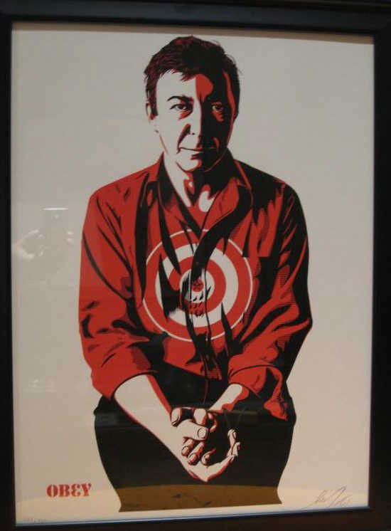 SHEPARD FAIREY, AMERICAN (B.1970): JASPER JOHNS (OBEY), 2009, suite of two serigraphs, each signed and numbered, 288/450, pencil numbered, signed and dated lower margin, framed. 23 x 17 inches (image)