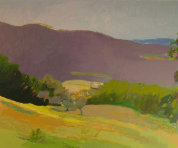 WOLF KAHN, AMERICAN (B.1927): DOWN IN THE VALLEY, 2006, color lithograph, 88/108, signed, numbered and dated in pencil, framed. 28 1/4 x 34 inches (image)