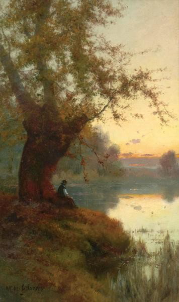 ALFRED FONTVILLE DE BREANSKI, JR., BRITISH: (1877-1955) BURNHAM BEECHES, pair of oil paintings on canvas, each signed, with titles verso, framed. 20 x 12 inches Purchased: Christie's South Kensington, Sept. 5, 2002 (lot 167)