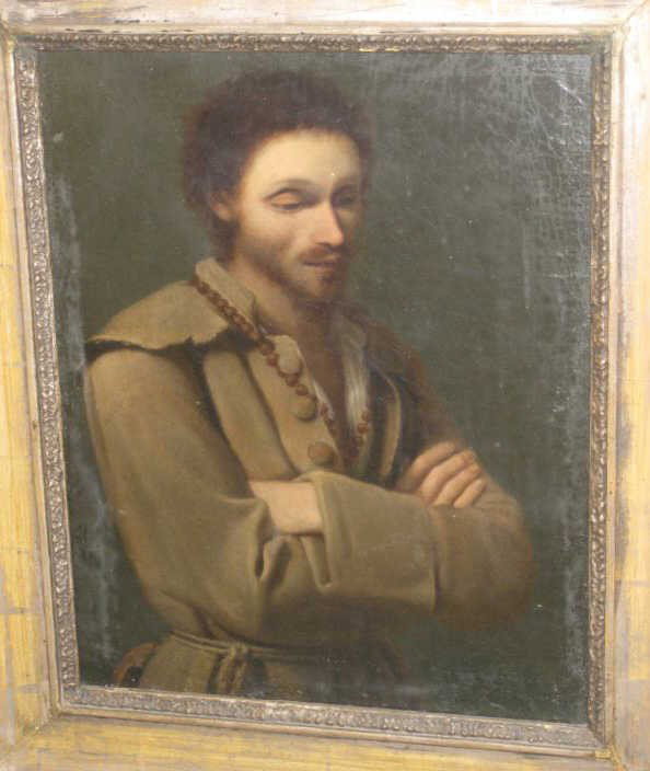 CONTINENTAL SCHOOL (19TH CENTURY): Portrait of a monk, oil on canvas, unsigned, gilt-framed.