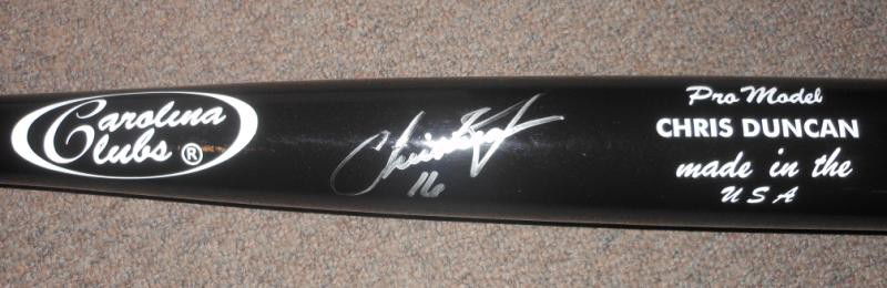 CHRIS DUNCAN AUTOGRAPHED GAME ISSUED BAT: professional model.