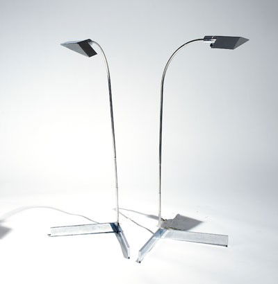 CEDRIC HARTMAN, AMERICAN: Pair of adjustable chromed floor lamps.