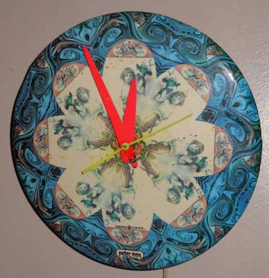 PETER MAX, N.Y.C.: For General Electric, kaleidoscope design wall clock 9 inches