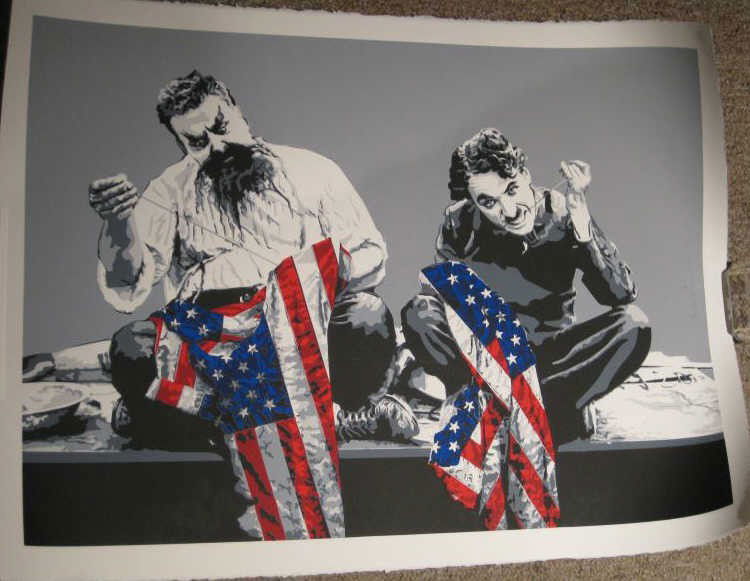 MR. BRAINWASH (THIERRY GUETTA), FRENCH (B. 1966): RECOVERY PLAN, 2010, color screenprint, 36/250, pencil signed and numbered, heart and finger print verso, unframed. 22 1/4 x 30 inches