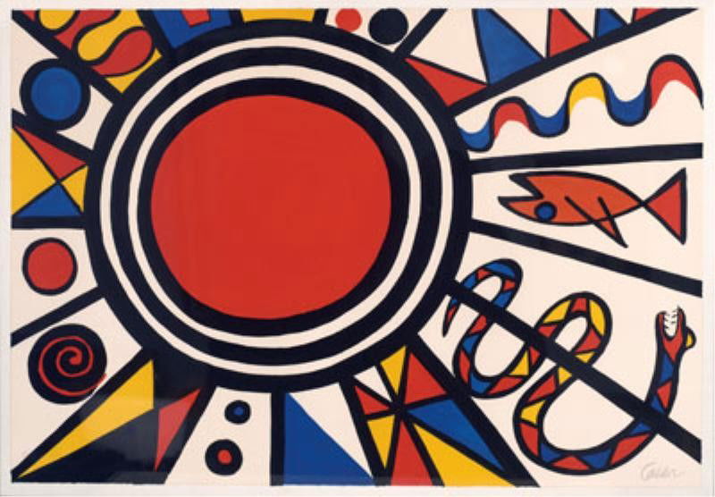 ALEXANDER CALDER, AMERICAN (1898-1976): EVOLUTION & ENVIRONMENT, circa 1973, color lithograph, edition HC, signed in pencil, framed. 26 1/2 x 38 1/2 inches Provenance: purchased from Samuel Stein Fine Arts, Chicago, IL.