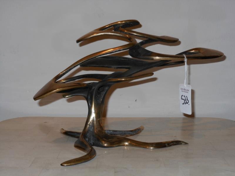 BOB AND TOM BENNETT, AMERICAN (B.1935): CARMEL (B-500), 1985, cast bronze tree-form sculpture, 389/500, signed, numbered and dated. 6 1/2 x 11 1/2 inches