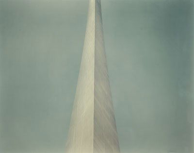 JOEL MEYEROWITZ, AMERICAN (B.1938): THE ARCH, BLUE SKY, 1978, #3 from the portfolio of twelve, ST. LOUIS AND THE ARCH, RC Ektacolor print, 65/75, signed and numbered, published by the Greenberg Gallery, St. Louis, framed. 16 1/2 x 21 in