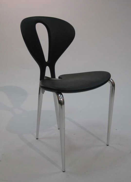 CARLO BARTOLI, YCAMI EDIZIONI: GALI side chair, black rubber on bright anodized aluminum frame. 31 3/4 x 18 inches Retail Price: $ 485.00