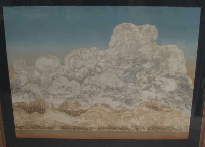 MARCIA ISAACS, AMERICAN: BELLOWS, lithograph, pencil titled and signed lower margin, framed. 22 x 30 inches