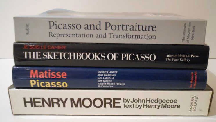 FOUR MODERN ART BOOKS: The Sketchbooks of Picasso, Matisse/Picasso, Picasso and Portraiture Representation and Transformation and Henry Moore by JohnHedgecoe with text by Henry Moore.