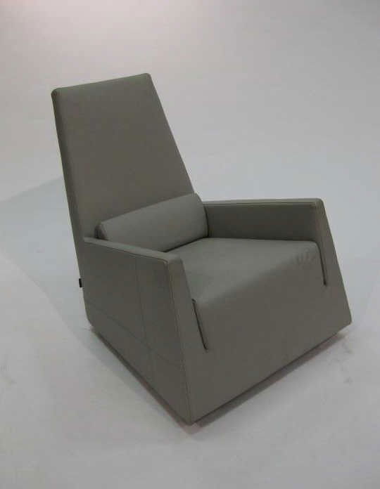 ALBAN SEBASTIAN GILLES FOR LIGNE ROSET: JUL ARMCHAIR, Indiana Grie Leather. 33 1/2 x 28 inches Retail Price: $ 2,710.00