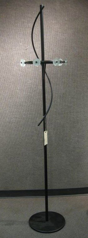 ARTELANO: Coat Rack, black powder coated steel with tempered glass disks. 76 inches Retail Price: $ 590.00