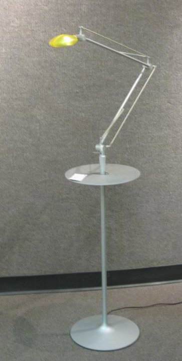 FLOS, ITALY: ARCHIMON TECH READING LAMP, silvered metal with yellow head. 28 1/4 inches (table only) Retail Price: $ 610.00