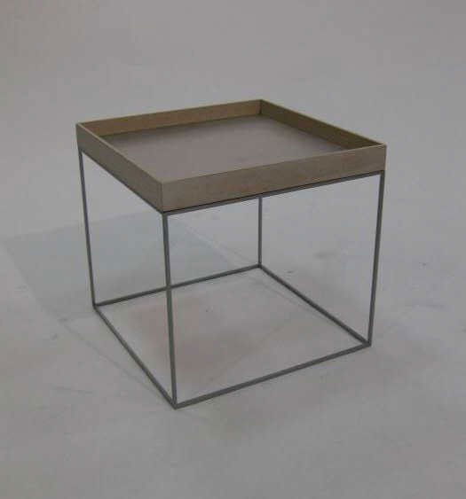 DIDIER GOMEZ FOR LIGNE ROSET, FRANCE: OPIUM, square low table, tray top on metal stand. 15 x 16 x 16 inches Retail Price: $ 430.00