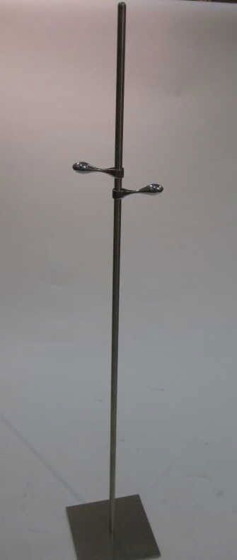 LIGNE ROSET, FRANCE, COAT STAND: with two hooks, brushed nickel, adjustable. 71 1/2 inches
