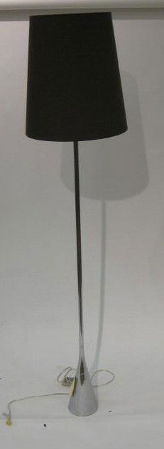 PASCAL MOURGUE FLOOR LAMP: chromed steel with black shade. 78 inches Retail Price: $ 600.00